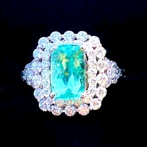 GIA AAA 3.9 CARAT PARAIBA TOURMALINE DIAMOND RING